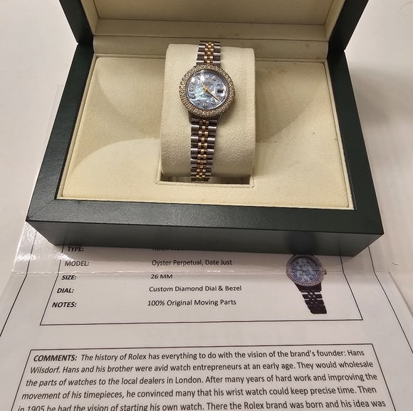 Rolex BLUE MOTHER OF PEARL DIAL & DIAMOND BeZeL - Picture 3 of 10
